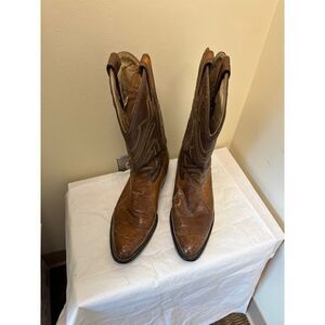 Montana 16809 Men's Cognac Smooth Leather Ostrich Wingtip Cowboy Riding Western
